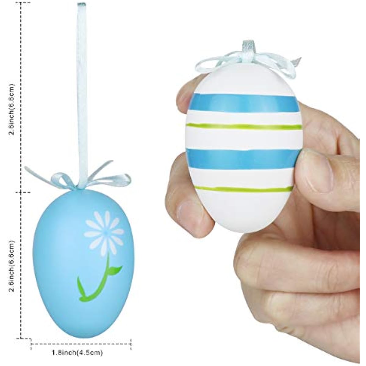 Yunfan 12Pcs Easter Decorations Eggs Hanging Ornaments Colorful for Easter Tree Basket Decor Party Favors Supplies Home