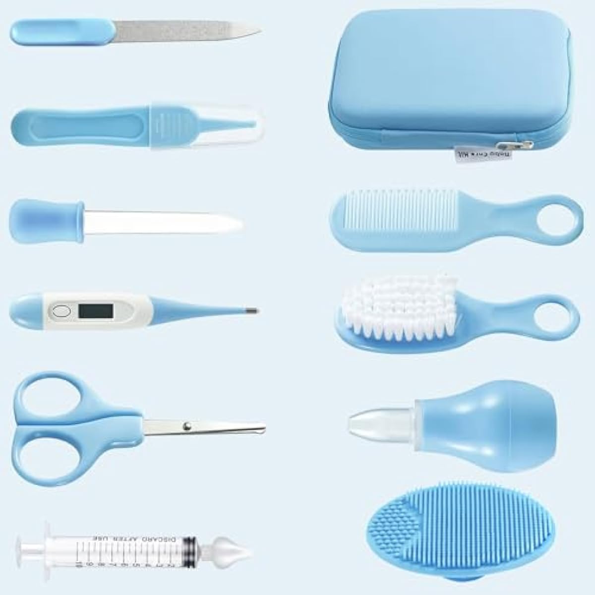 PandaEar Baby Blue Safety Kit for Newborns and Toddlers with Comb, Brush, and More