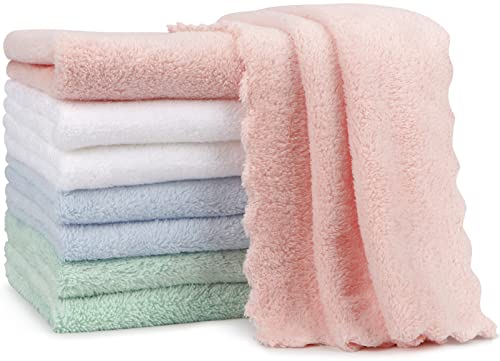 Orighty 20x10 inch coral fleece baby burp cloths, highly absorbent and ultra soft for newborns, 8-pack