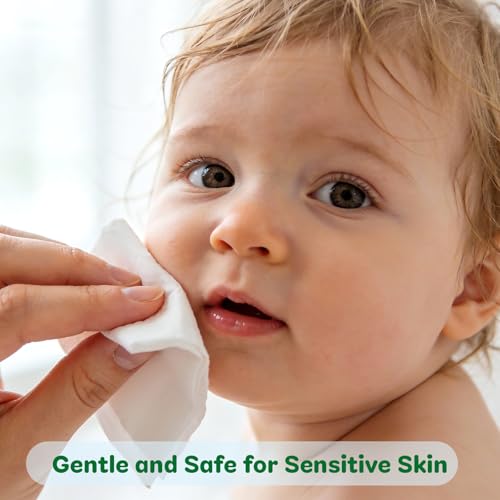 100% Cotton, 99% Purified Water, Hypoallergenic Mini Wet Wipes, Unscented, 56 Count for Travel Essentials