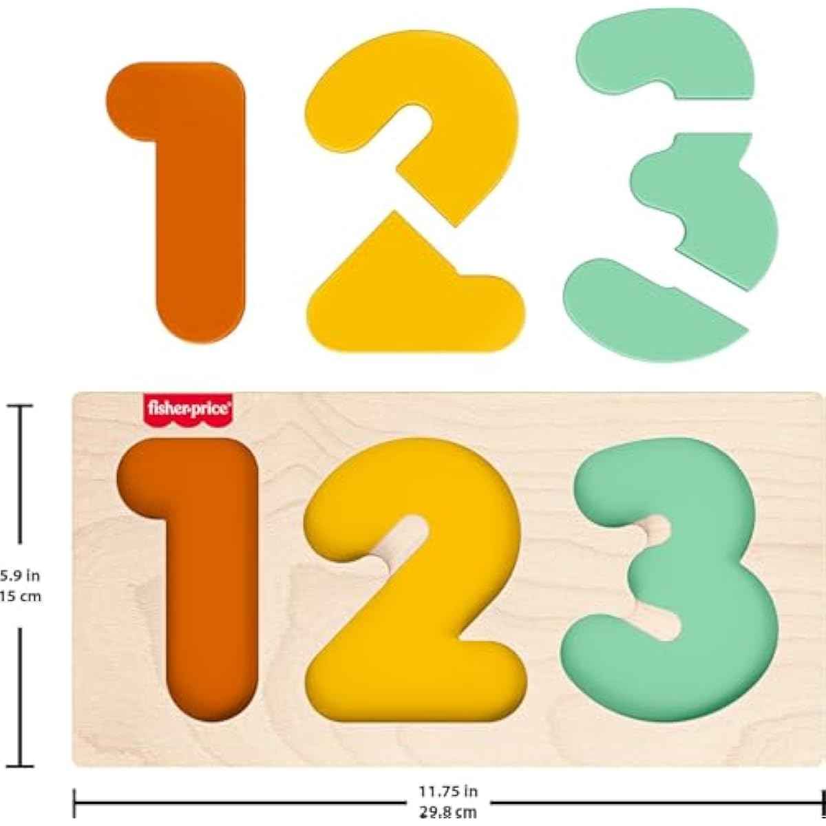 Fisher-Price Wood Montessori Toy 1-2-3 Puzzle, American Montessori Society Seal of Excellence, 6-Piece Wooden Learning Activity & Expert Play Tips for Toddlers & Kids Ages 2+ Years (Amazon Exclusive)
