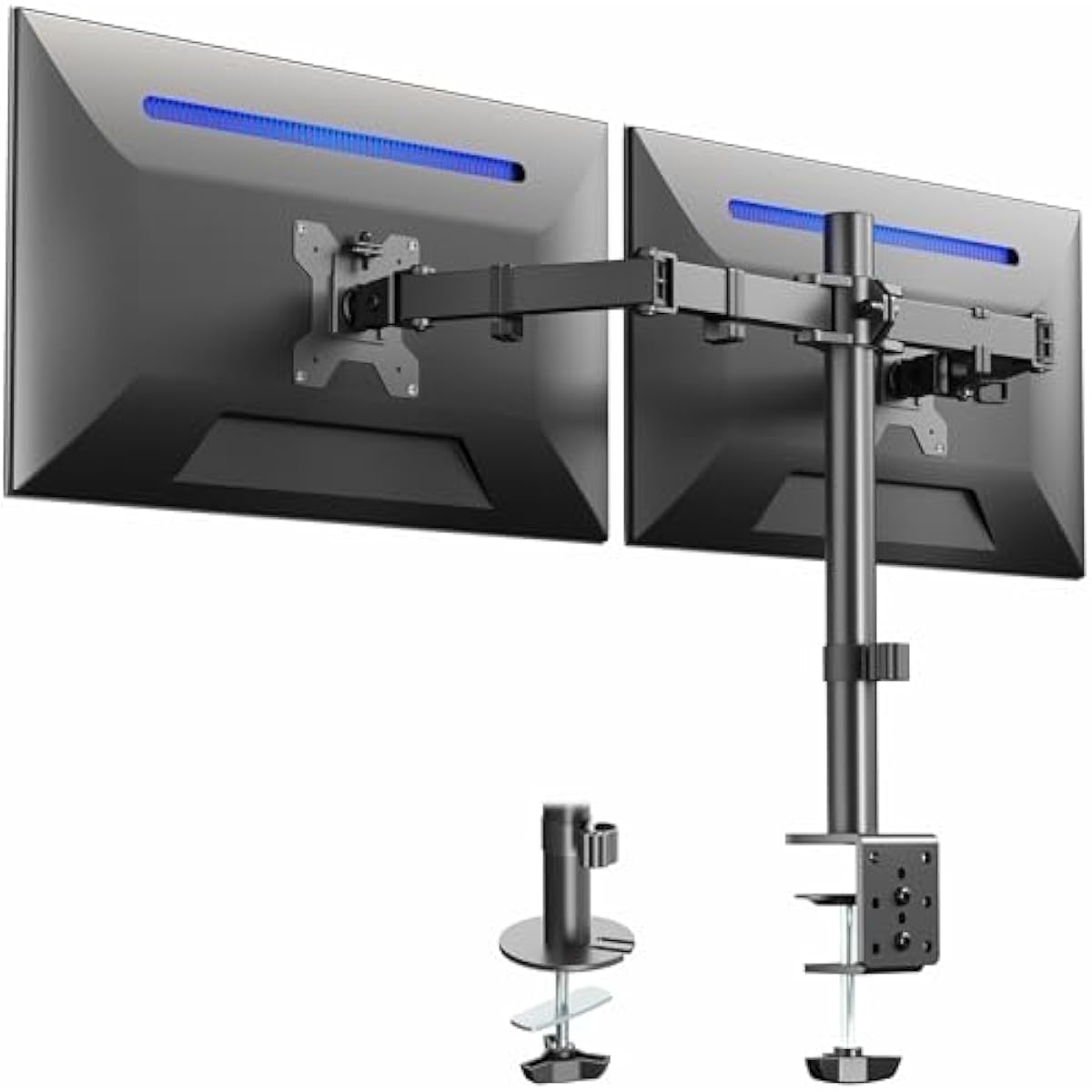 vivo dual monitor desk mount heavy duty fully adjustable steel stand black