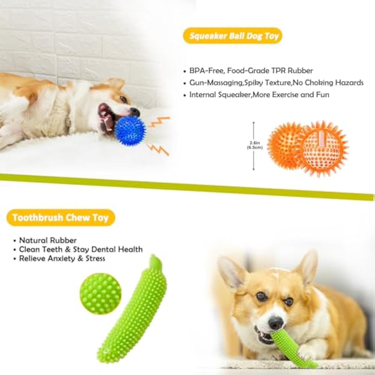 Dog Toys 25 Pack for Fun and Teeth Cleaning, Puppy Chew Toys Pack with Squeak Plush Toy,Squeaky Toy Balls,Tug of War and Rope Toys for Puppy to Small Dogs