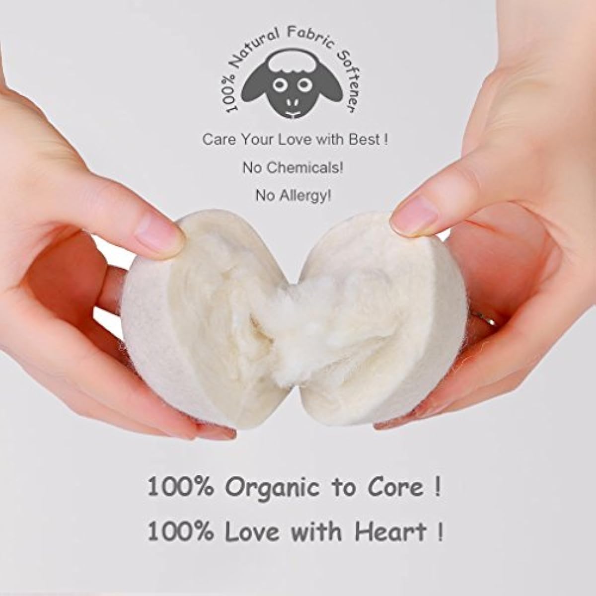 wool dryer balls organic xl 6-pack 100% new zealand wool chemical free softener for 1000+ loads baby safe