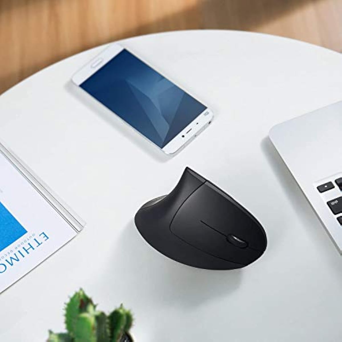 Anker 2.4G Wireless Vertical Ergonomic Optical Mouse for Work, Multi-Device Connectivity, 800/1200 /1600 DPI, 5 Buttons for Laptop, Desktop, PC - Black