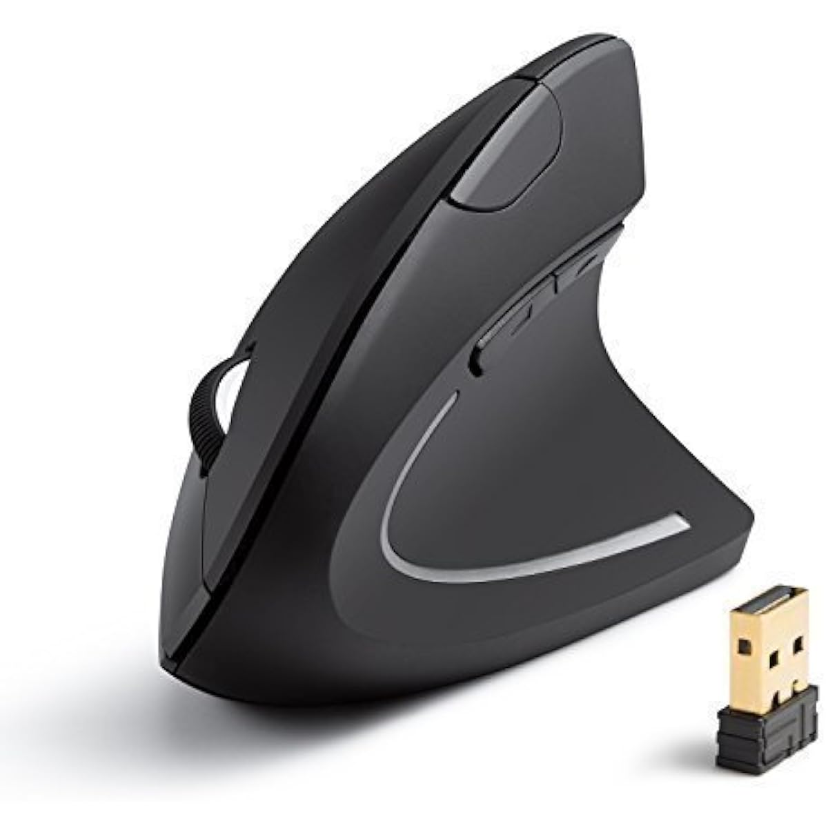 Anker 2.4G Wireless Vertical Ergonomic Optical Mouse for Work, Multi-Device Connectivity, 800/1200 /1600 DPI, 5 Buttons for Laptop, Desktop, PC - Black