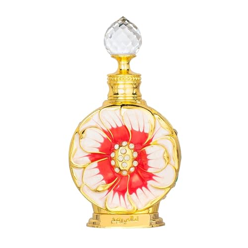 swiss arabian layali rouge 0.5 oz luxury perfume oil fragrance with mango rose and coconut notes