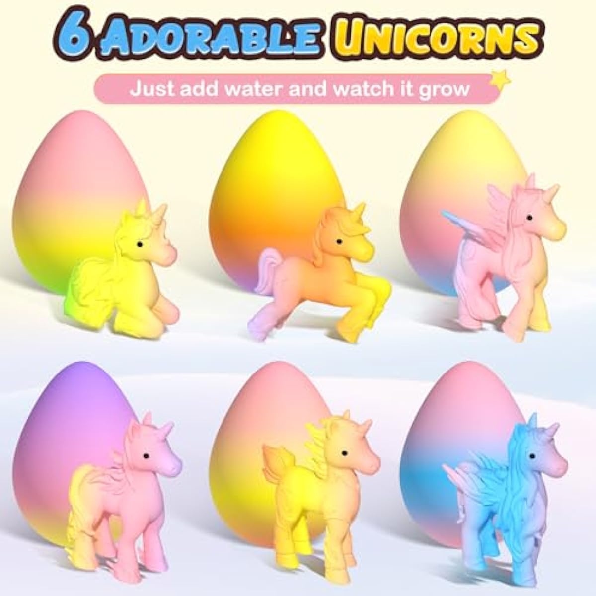 Coodoo Unicorn Hatching Rainbow Eggs for Kids - 6 Pack Unicorn Toys Craft Kits for Boys & Girls, Birthday Easter Basket Stuffers Crafts Gift for Kids 3+ Year Old - Girl Gifts for Ages 3 4 5 6 7 8