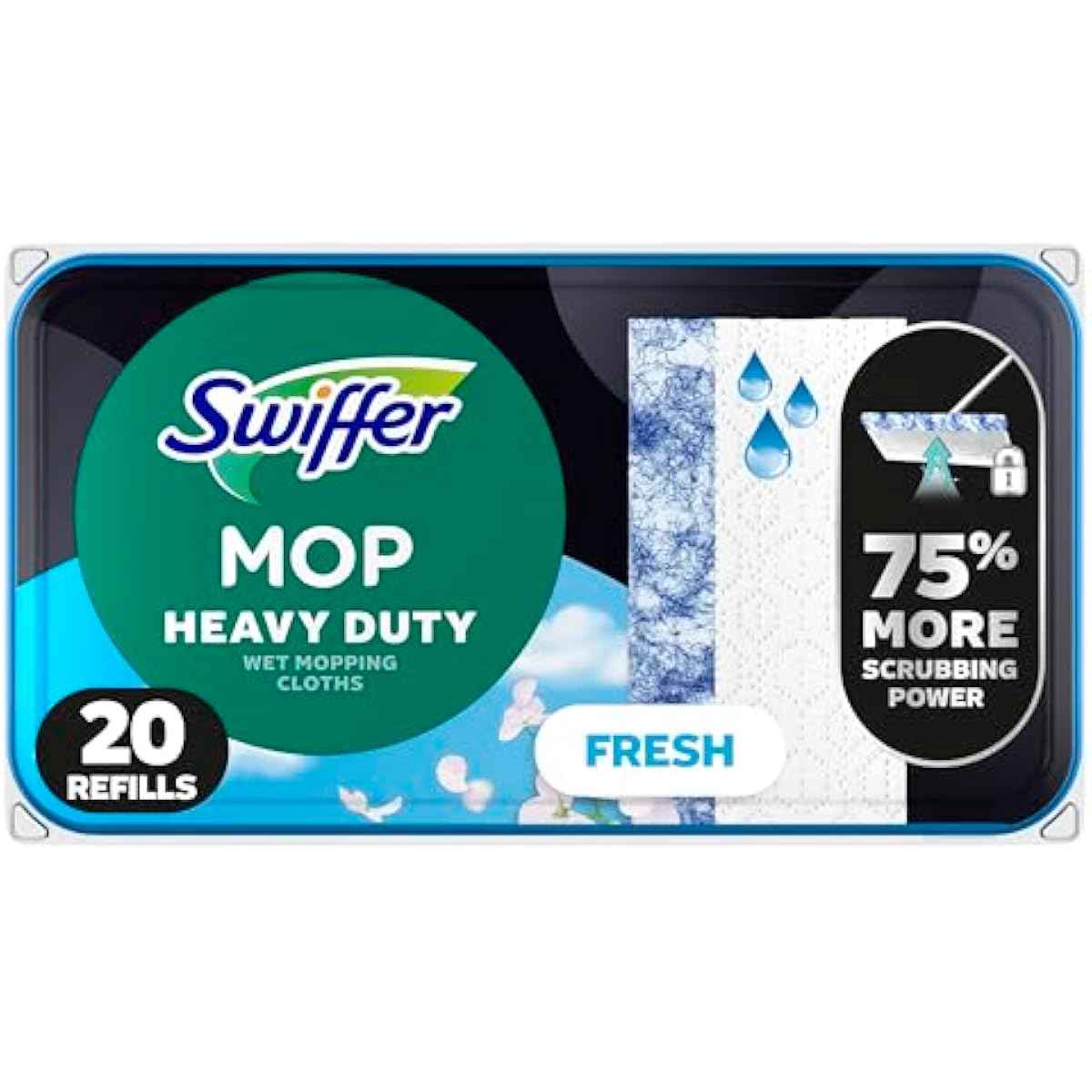 Swiffer Sweep + Mop, Wet Pads Refill, Floor Cleaner, Cleaning Cloths, Heavy Duty, Fresh, 20ct