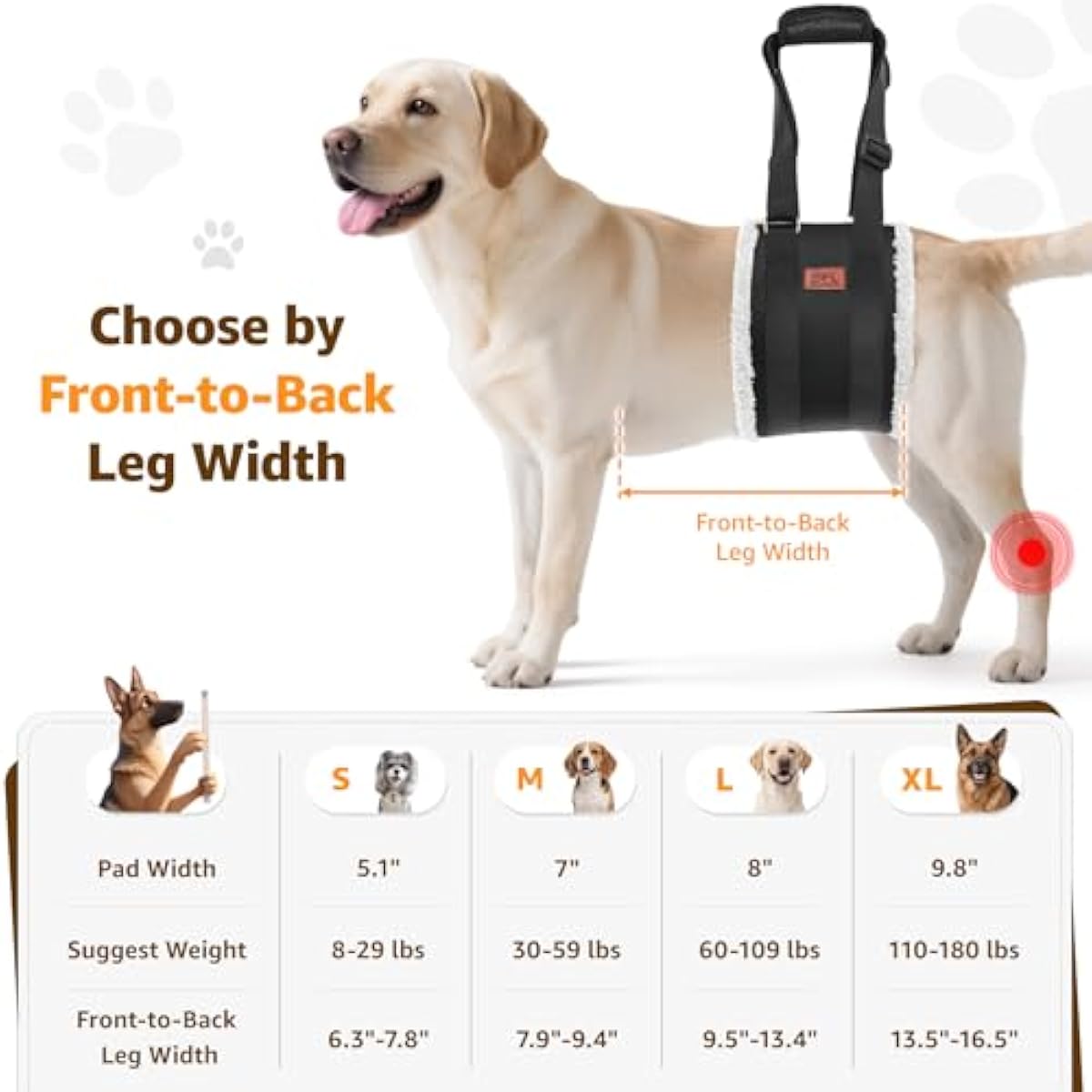 Adjustable dog lift harness for large dogs hind leg support with soft lift and rehab features