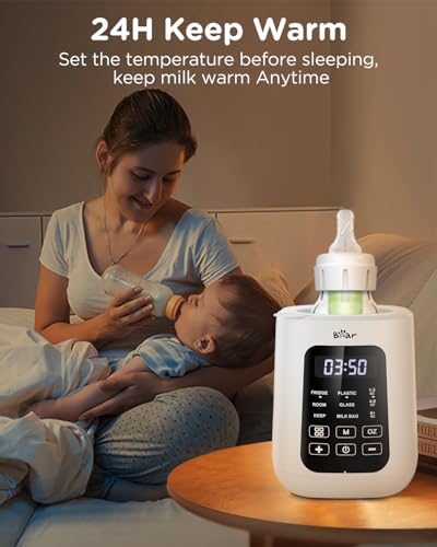 Bear Baby Bottle Warmer, Milk Warmer Breastmilk Bag Formula Fast Warming for New Born Baby Bottles, with Time Temp Control Automatic Shut Off at Home Use