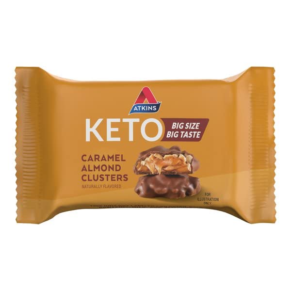 Atkins Caramel Almond Clusters Gluten Free High Fiber Keto Friendly 20 Count 2g Net Carb