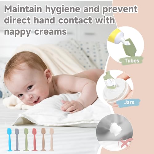 Red, Green, and Grey Baby Diaper Cream Spatula Applicators 3 Pack Soft Silicone