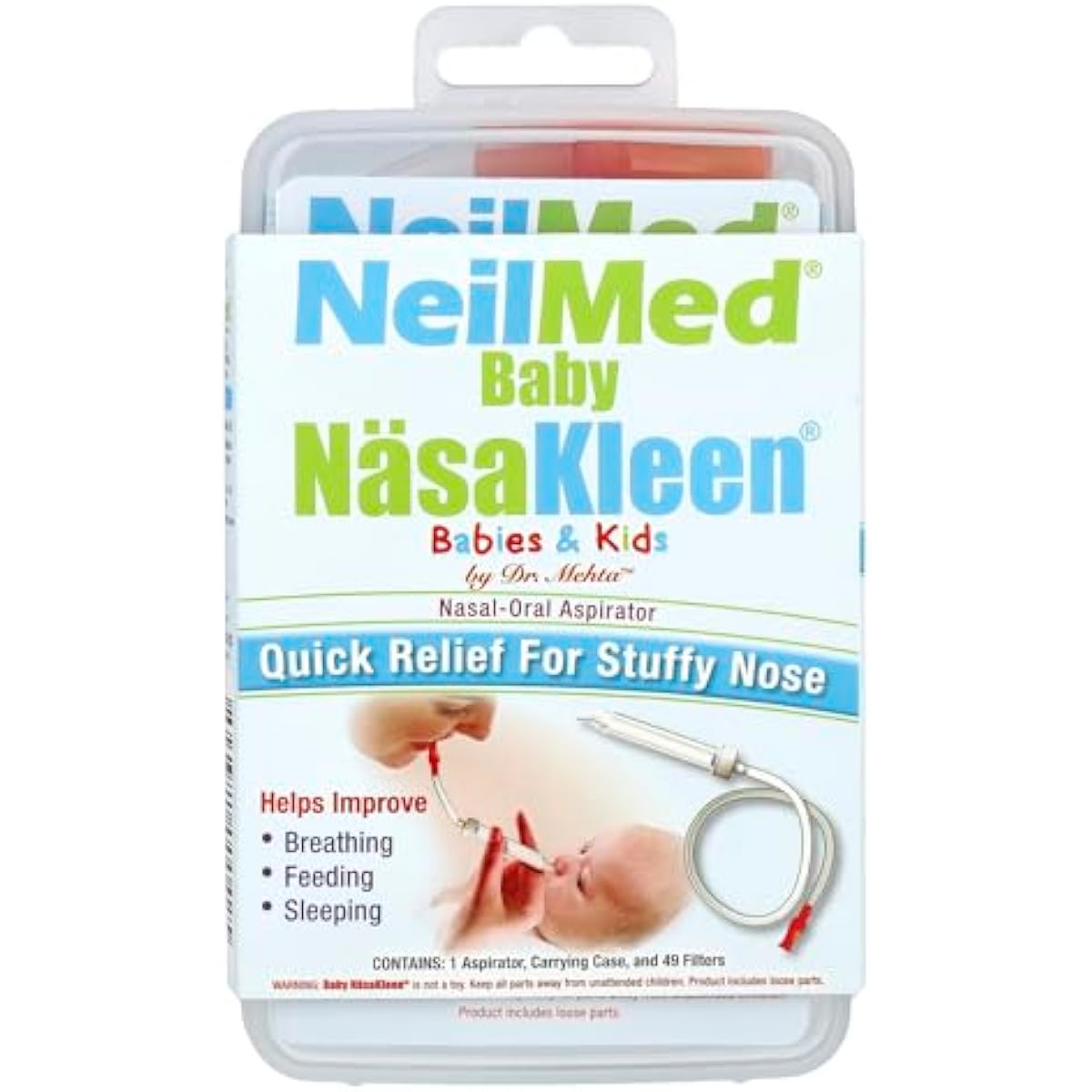 NeilMed Baby Nasal-Oral Aspirator with 49 Hygiene Filters and Travel Case