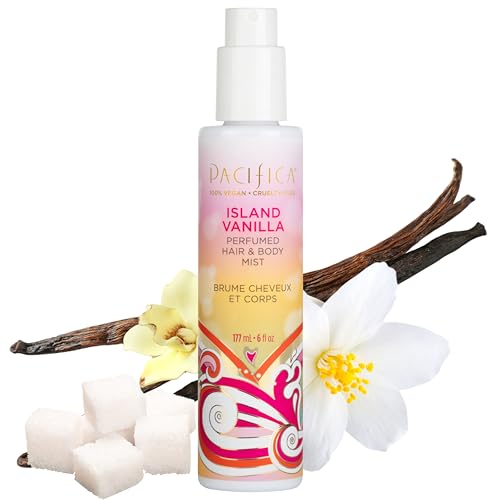 pacificas island vanilla 6oz hair and body mist, paraben-free, no alcohol, vegan and cruelty-free for women