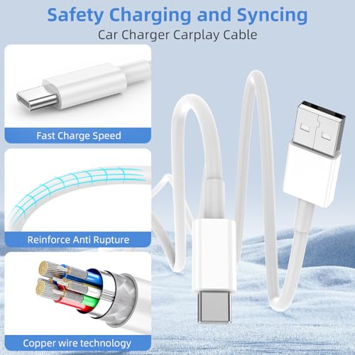 carplay charging cord for iphone 17 16 15 pro max plus type c cord 2pack 3ft+6ft