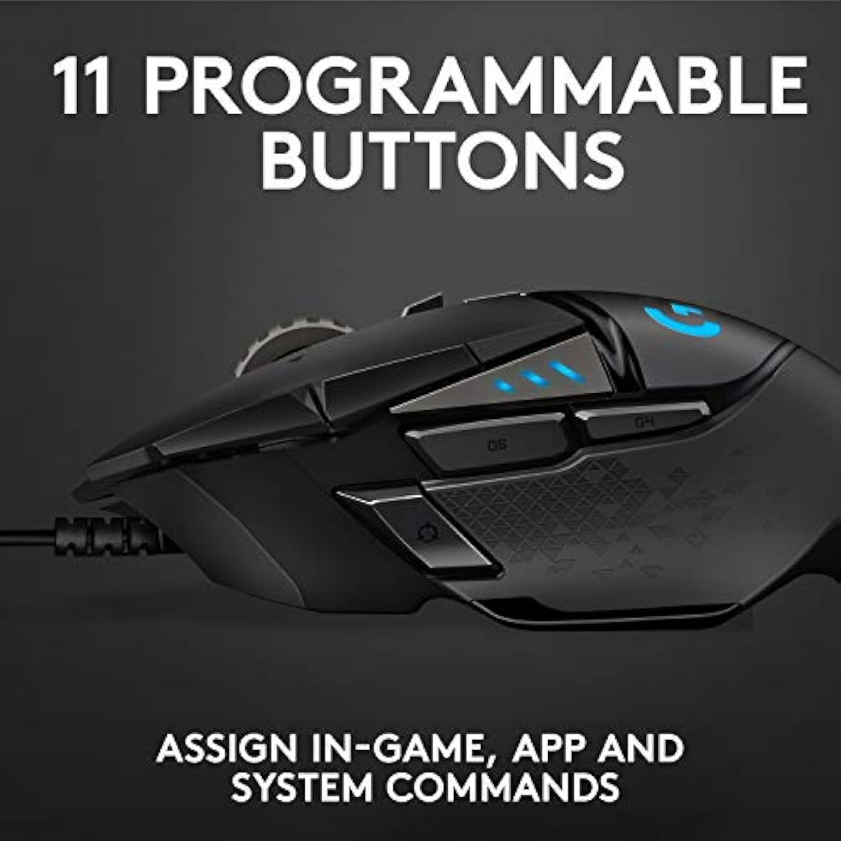 Logitech G502 Hero High Performance Wired Gaming Mouse with Hero 25K Sensor, RGB, Adjustable Weights, 11 Programmable Buttons - Black