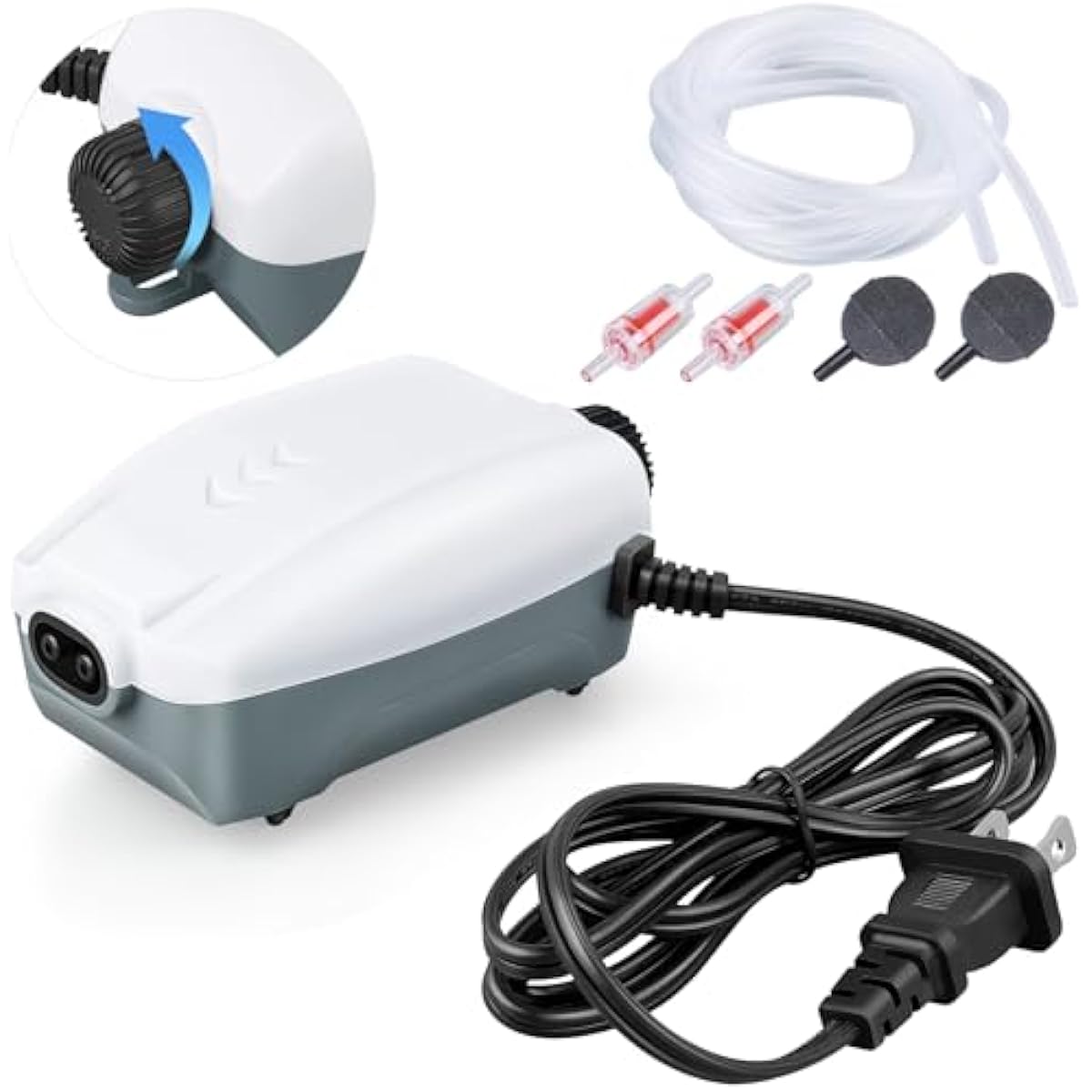 hitop whisper adjustable fish tank aerator with dual outlet for 20 to 100 gallon aquariums