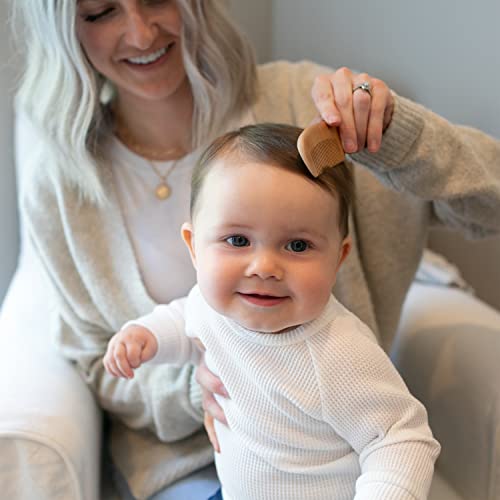 Dr. Brown's Soft and Safe Baby Brush + Comb for gentle hair care and cradle cap prevention, soft bristles, durable wood