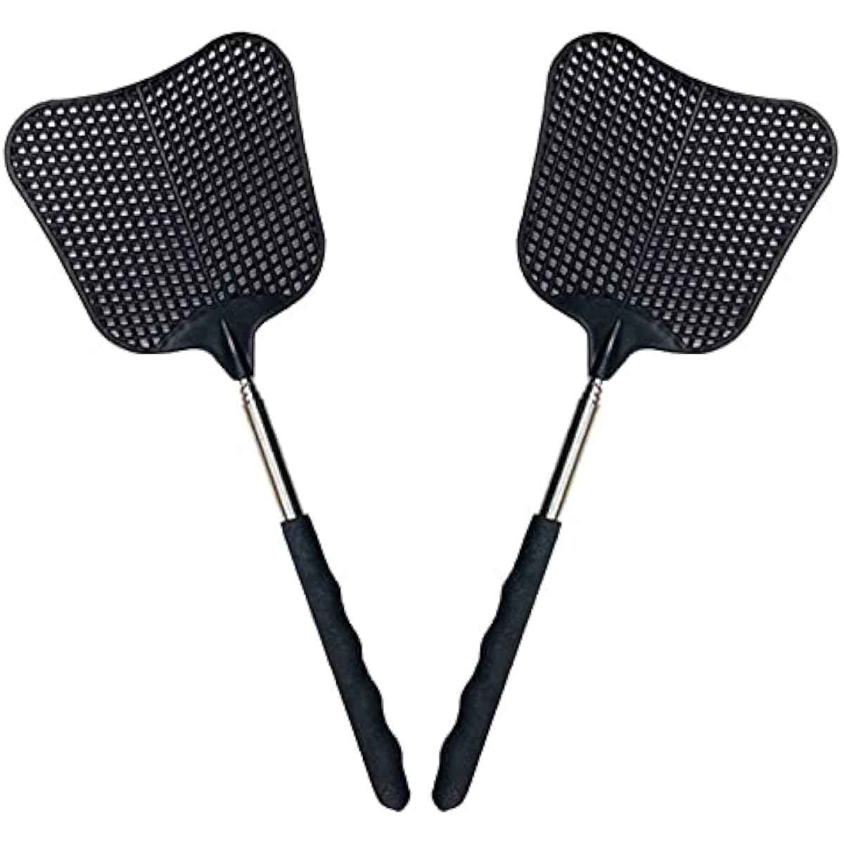 Foxany Telescopic Fly Swatters, Durable Plastic Fly Swatter Heavy Duty Set, Flyswatter with Stainless Steel Handle for Indoor/Outdoor/Classroom (2 Pack)