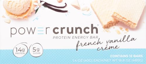 Power Crunch Protein Wafer Bars, High Protein Snacks with Delicious French Vanilla Creme Flavor, 1.4 Ounce, 12 Count