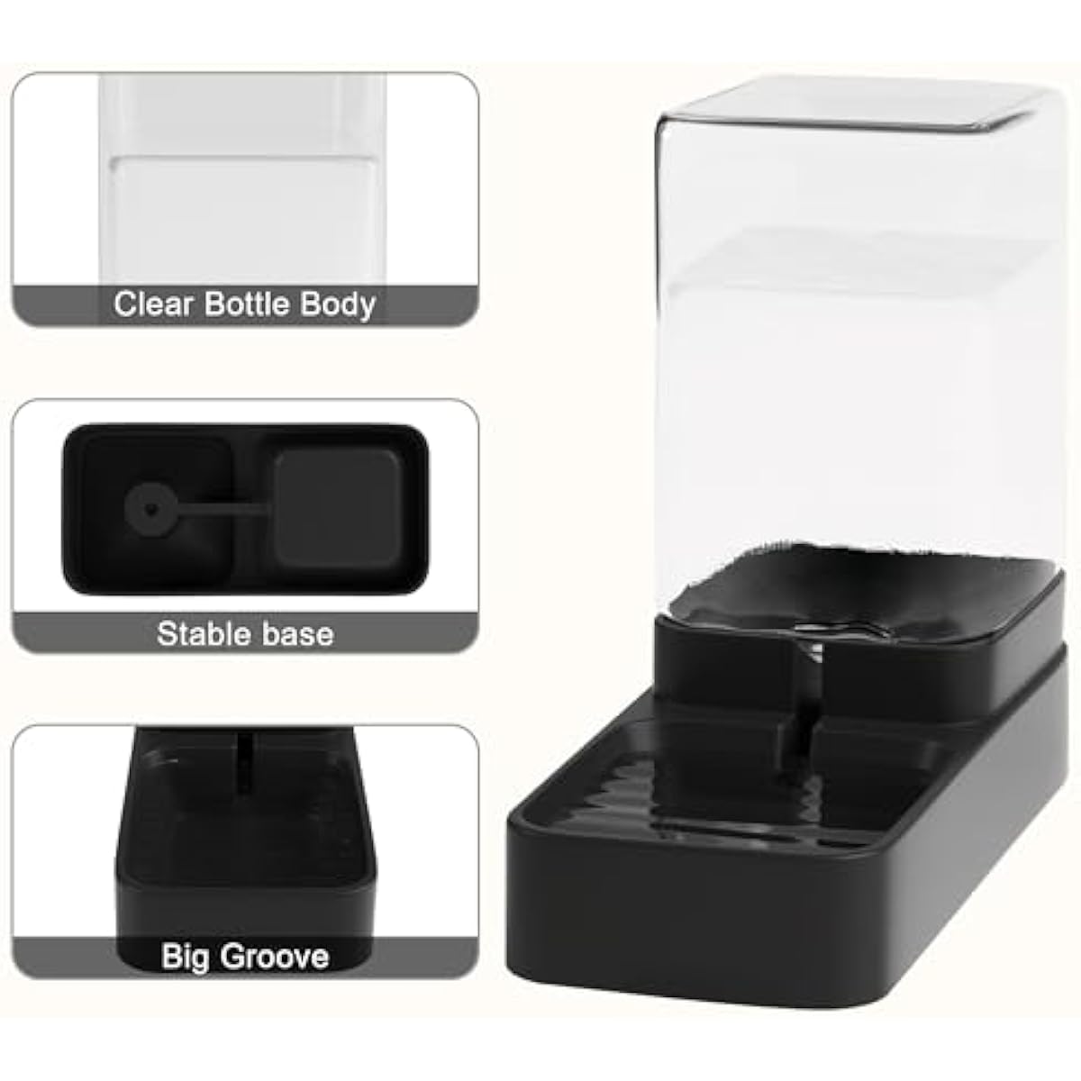 Automatic Cat Feeder and Water Dispenser Set with Pet Food Bowl, Gravity Dog Waterer, and Food Feeder for Small to Large Pets, 3.3L Black