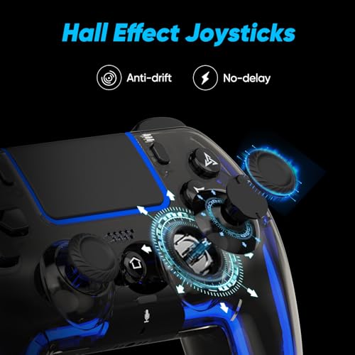 BETMI Wireless PS5 Controller with Hall Effect Joystick, Dual Vibration, and 9 Light Colors
