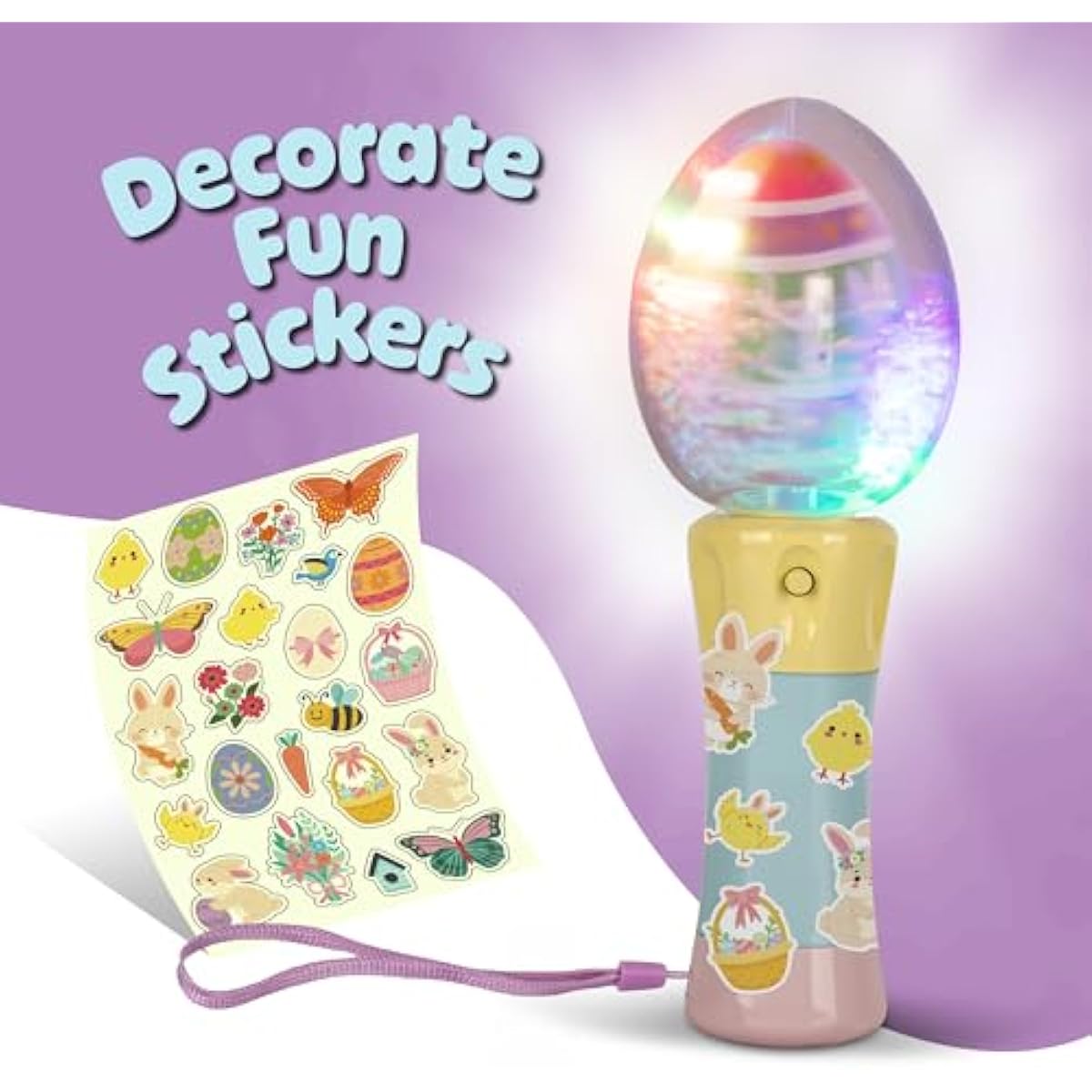 ArtCreativity Easter Egg Magic Ball Wand -7.5" - Custom Egg-Shaped Top Light Up Magic Ball Toy Wands for Kids with Batteries - Flashing LED Wands for Boys & Girls, Fun Gift or Birthday Party Favor