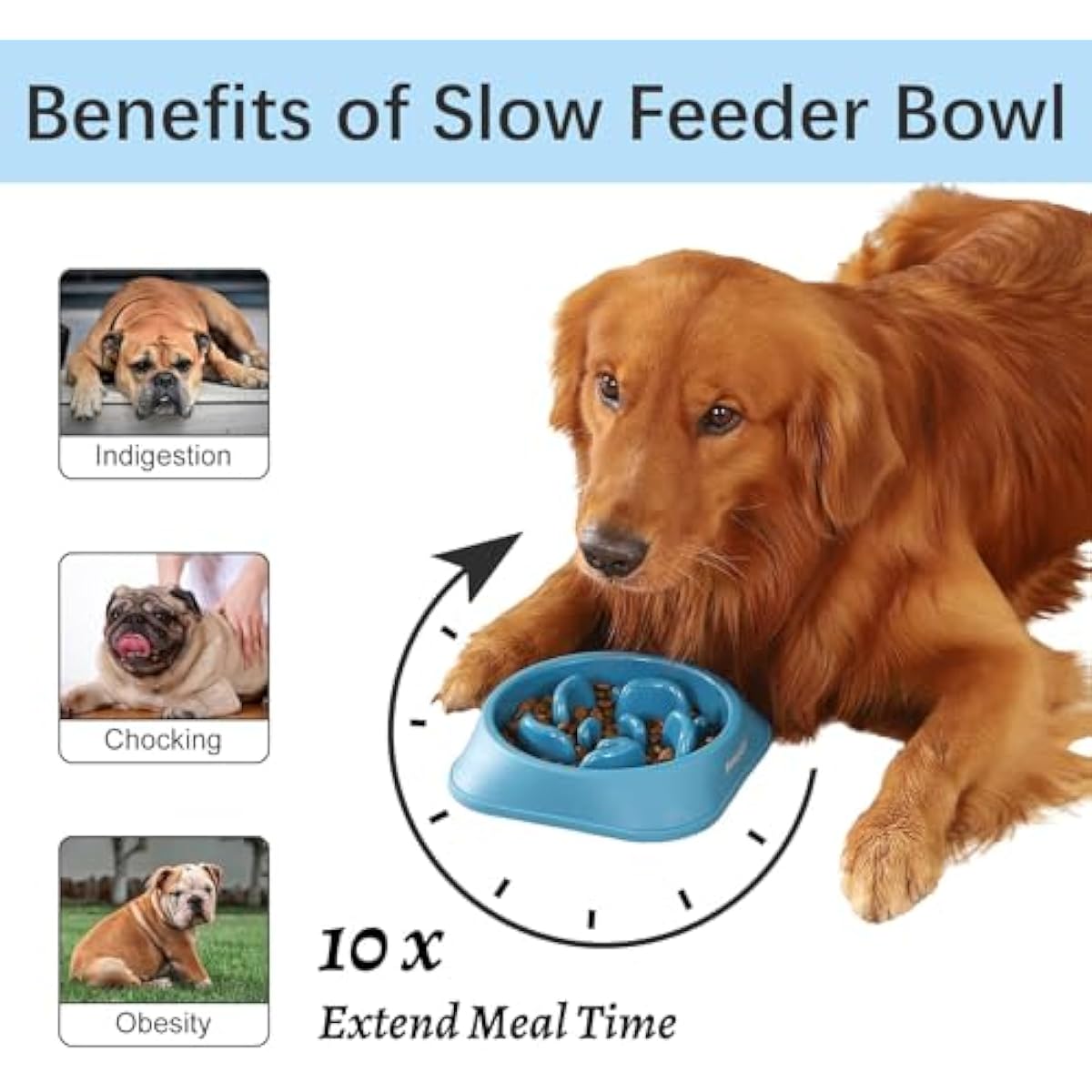 MateeyLife slow feeder dog bowls, 2PCS, anti-choking puzzle dog food bowls, anti-slip interactive feeding slow down eating for medium breeds