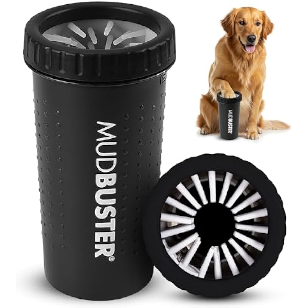 Dexas MudBuster Portable Dog Paw Washer in Large, Matte Black, Special Edition for Easy Cleaning