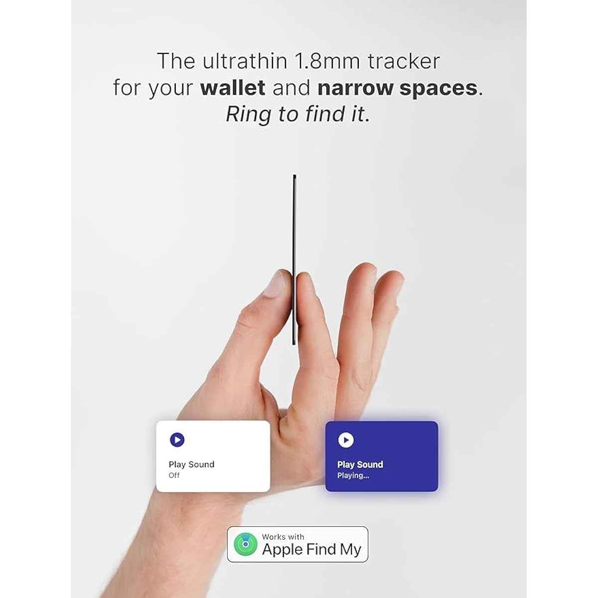 Wallet Tracker Card Works with Apple Find My (iOS Only) Slim 0.07in Rechargeable IP68 Waterproof Tracker Item Finder AirTag Card with Keychain Hole Mens Valentines Gifts