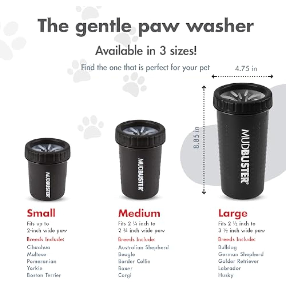 Dexas MudBuster Portable Dog Paw Washer in Large, Matte Black, Special Edition for Easy Cleaning