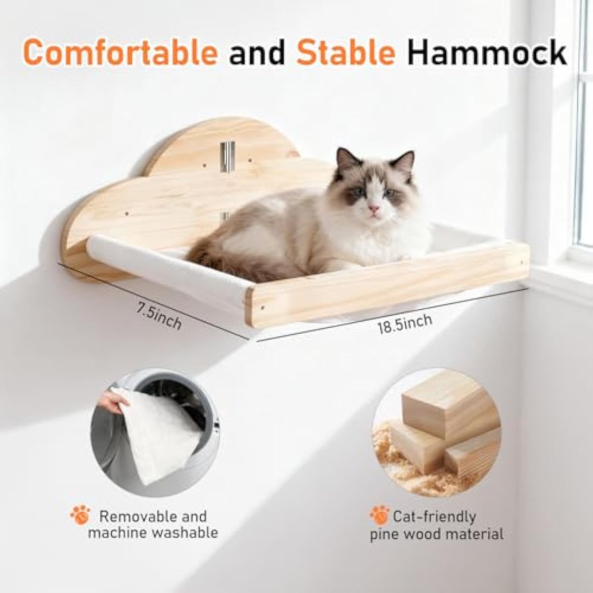 xiaz cat wall hammock mounted bed with 4 climbing steps for indoor cats up to 30lbs