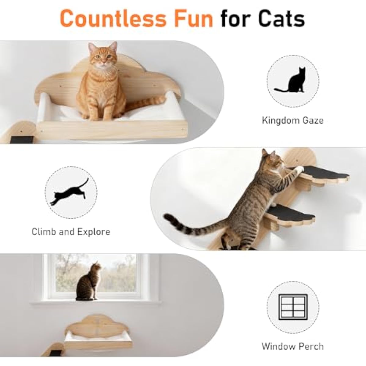 xiaz cat wall hammock mounted bed with 4 climbing steps for indoor cats up to 30lbs
