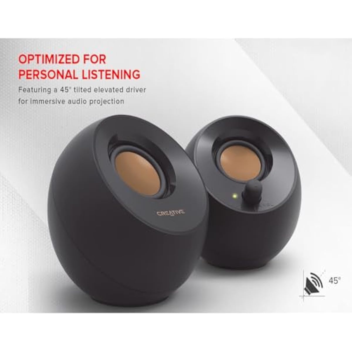 creative pebble 2.0 usb-powered desktop speakers with far-field drivers and passive radiators for pcs and laptops in black