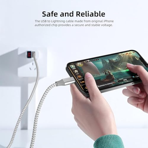 iphone 3 pack 10ft lightning nylon braided apple mfi certified fast charging cord