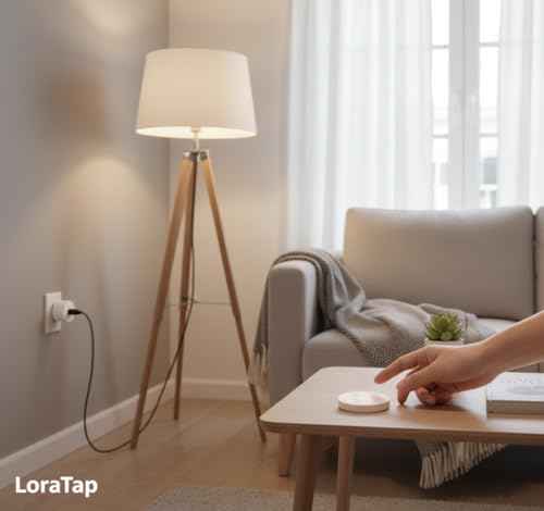 LoraTap Mini Remote Control Outlet Plug Adapter, 656ft Range Wireless Light Switch for Household Appliances, No Hub Required, 10A/1100W, White