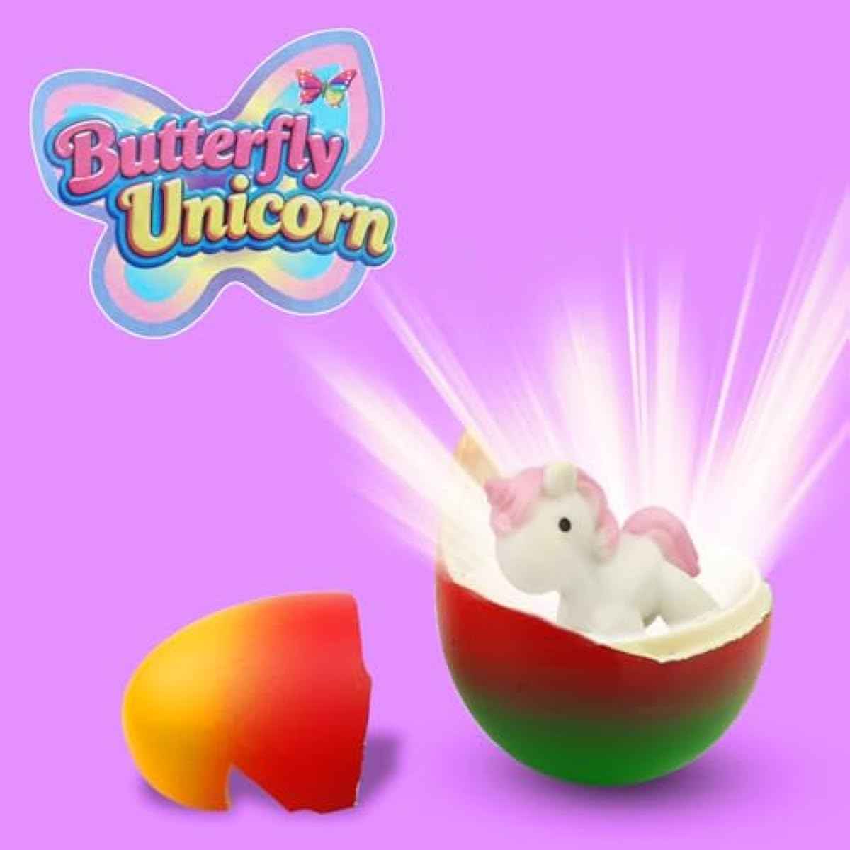 JoFAN 6 Pack Butterfly Unicorn Hatching Surprise Eggs Easter Eggs for Kids Boys Girls Easter Basket Stuffers Gifts Birthday Party Favors Fillers