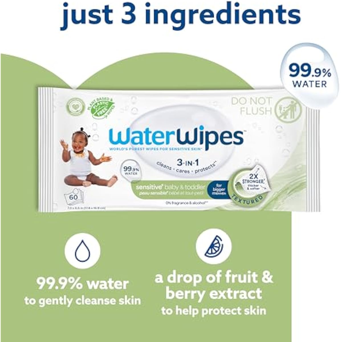 waterwipes sensitive+ baby & toddler 3-in-1 wipes 540 count unscented hypoallergenic