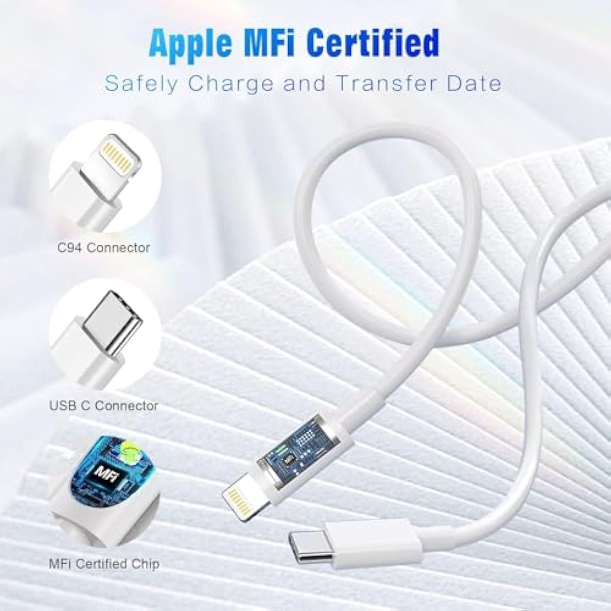 apple mfi certified 3ft usb c to lightning cable 2pack fast charging compatible iphone 14 13 12