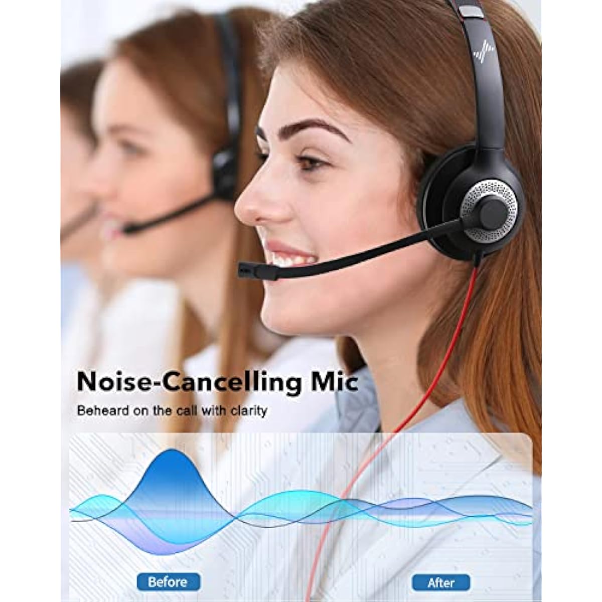 usb headset with noise cancelling microphone for pc laptop headphones black