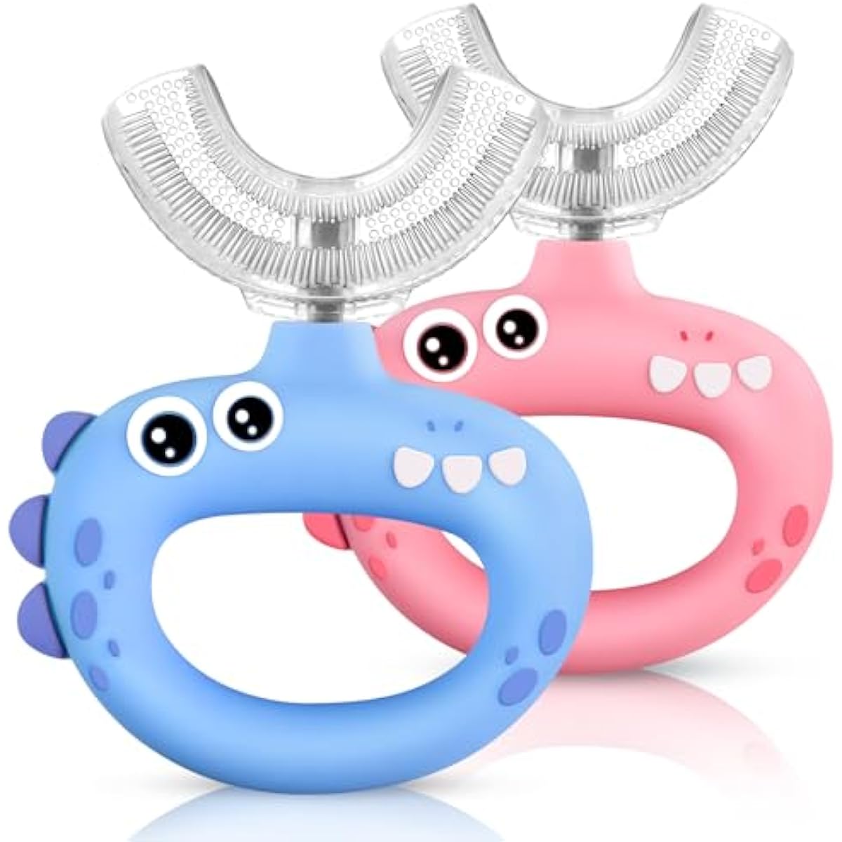 Toddler U Shaped Toothbrush for Kids Ages 1-2, 2-4, Baby Soft Silicone, 360° Mouth Cleaning Design, 2 PCS