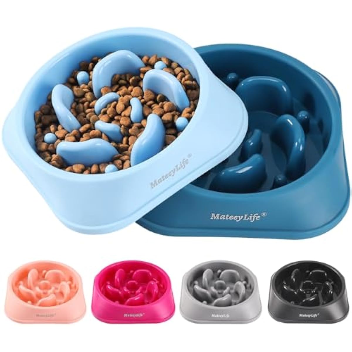 MateeyLife slow feeder dog bowls, 2PCS, anti-choking puzzle dog food bowls, anti-slip interactive feeding slow down eating for medium breeds