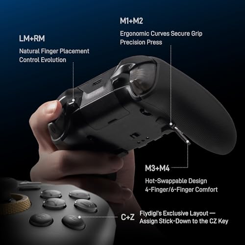 FLYDIGI Vader 5 Pro PC Controller, FORCEFLEX Joysticks, 3ms Ultra-Low Latency, FORCESWITCH Triggers, 8 Extra Buttons, Triggers & Grips Vibration, 1000mAh Battery, PC/NS/Android/TV