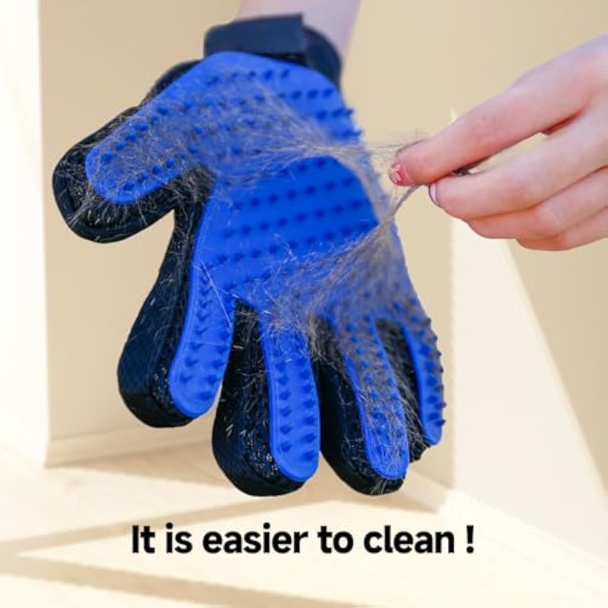 Pet Hair Removal Gloves for Dogs and Cats - 2-in-1 Deshedding Brush Massage Mitt for Shedding Control and Safe Pet Grooming 2-Pack (Blue)