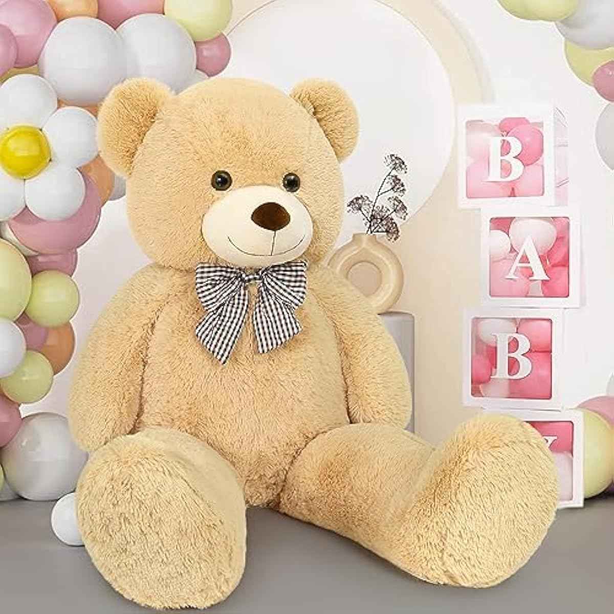 MaoGoLan Giant Teddy Bear 4 Feet,Adorable and Cuddly Big Bear Stuffed Animal 47", Classic Teddy Bear Plush Gift Decoration for Baby Shower,Party,Birthday,Valentines Day,Tan