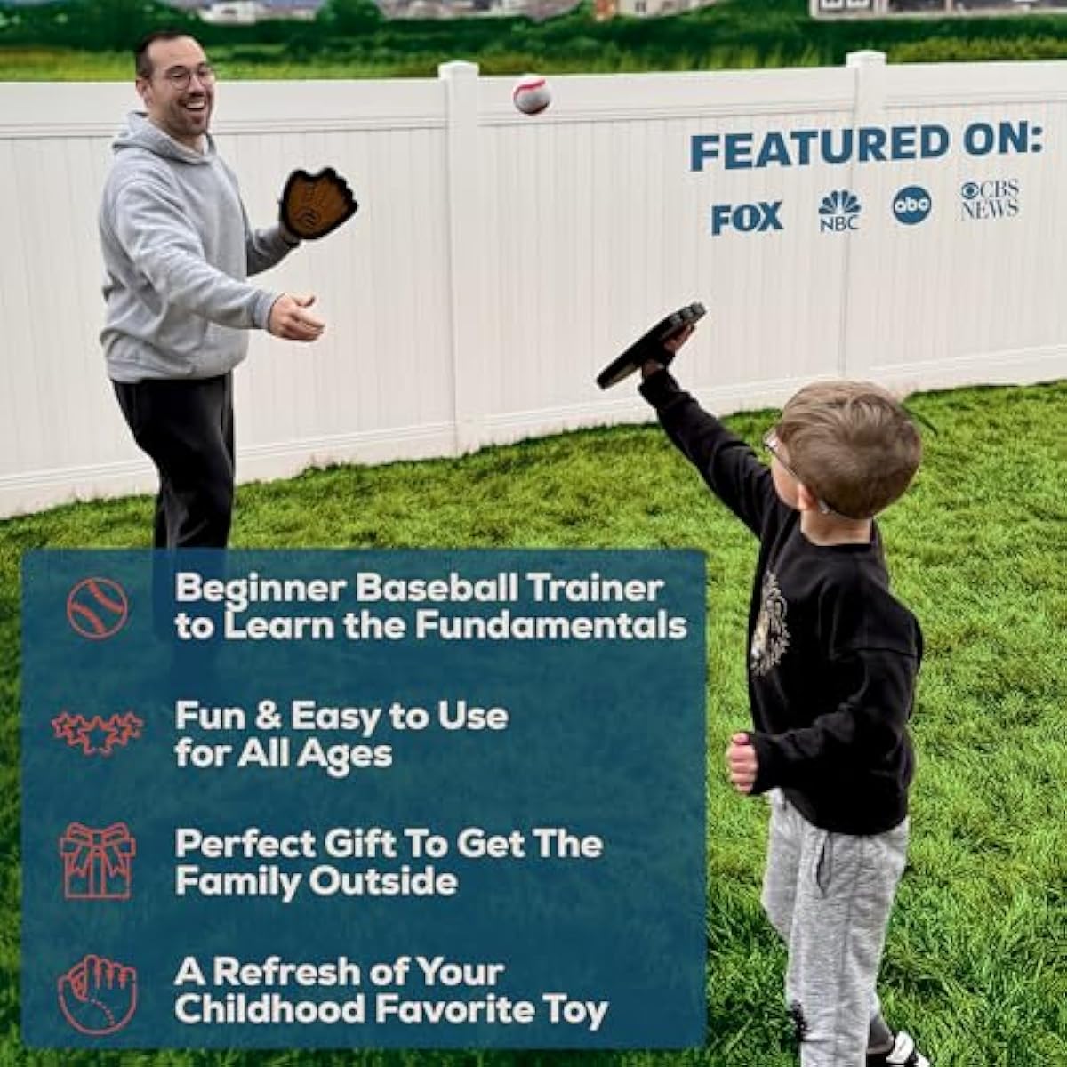 Toss and Catch Ball Game Set with Sticky Balls and Beginner Baseball Glove for Toddlers to Adults