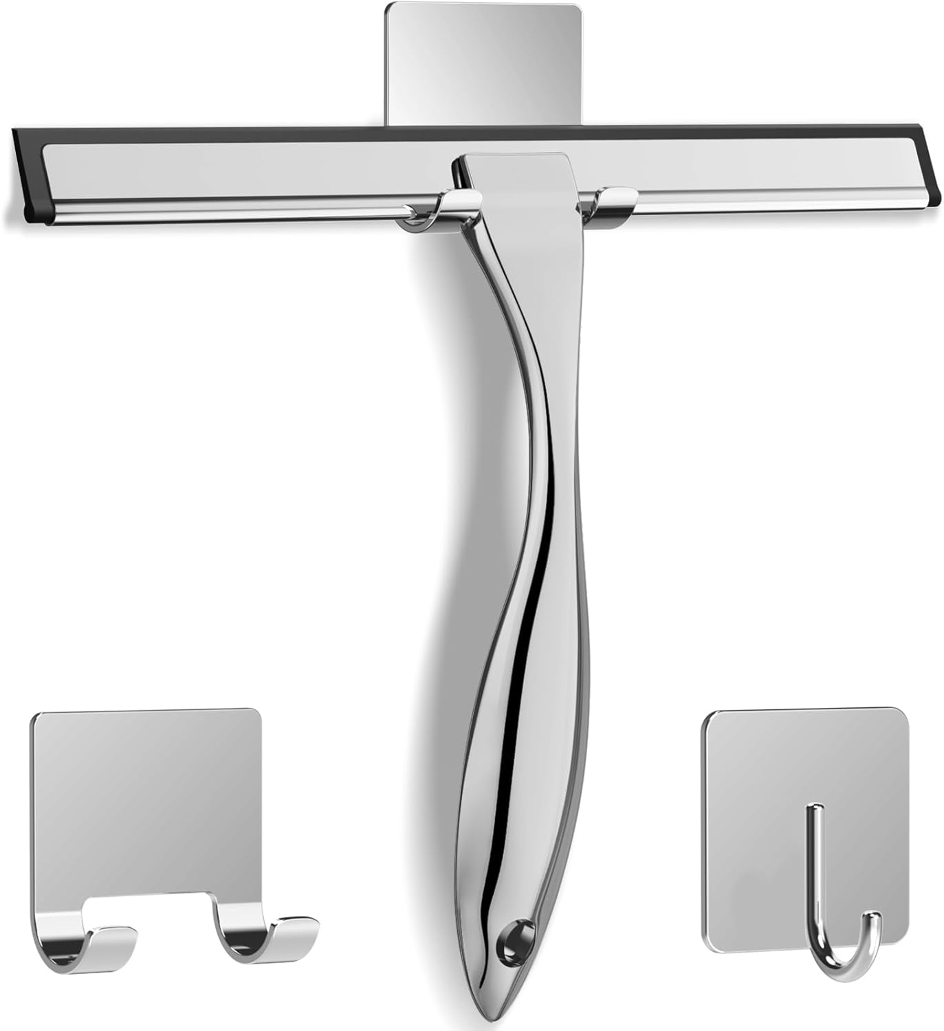 docrok stainless steel shower squeegee with silicone blade for streak free cleaning on glass and mirrors