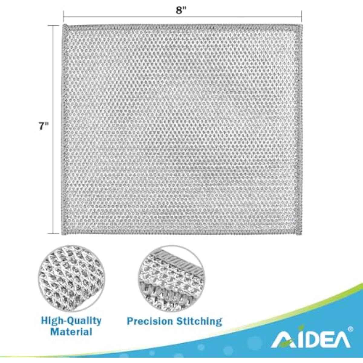 AIDEA Non Scratch Wire Dishcloth 24PK, Wire Dishwashing Rag for Wet and Dry, Washable Dish Rags No Odor, Cleaning Pads Steel Scrubber for Cookware, Sinks, Dishes, Stove Tops, 7"×8"