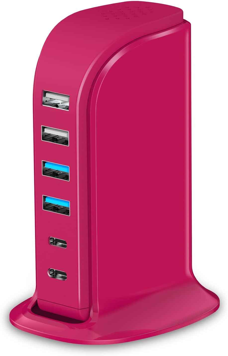 USB Charging Station Multiports Upoy, Charging Hub 6 Ports Dual Type-C, USB Tower Fast Charging for Tablets, Cellphones, Smart Watch, and More Electronic Gadgets, Portable Design, Travel Essentials